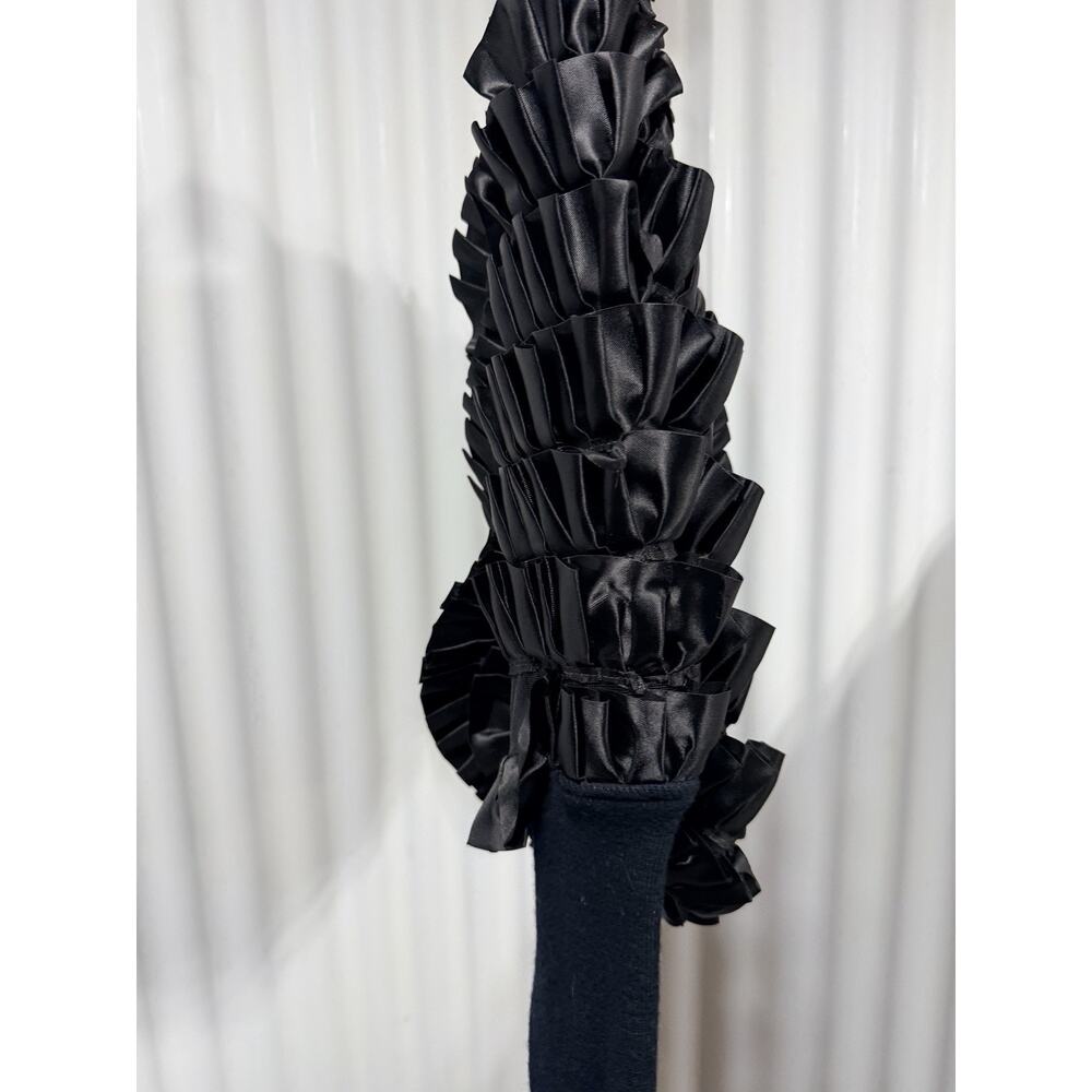 VTG Phyllis Sues Black Knit Cardigan Ruffle Satin Bolero Jacket Sz Sm Tango - Picture 11 of 13